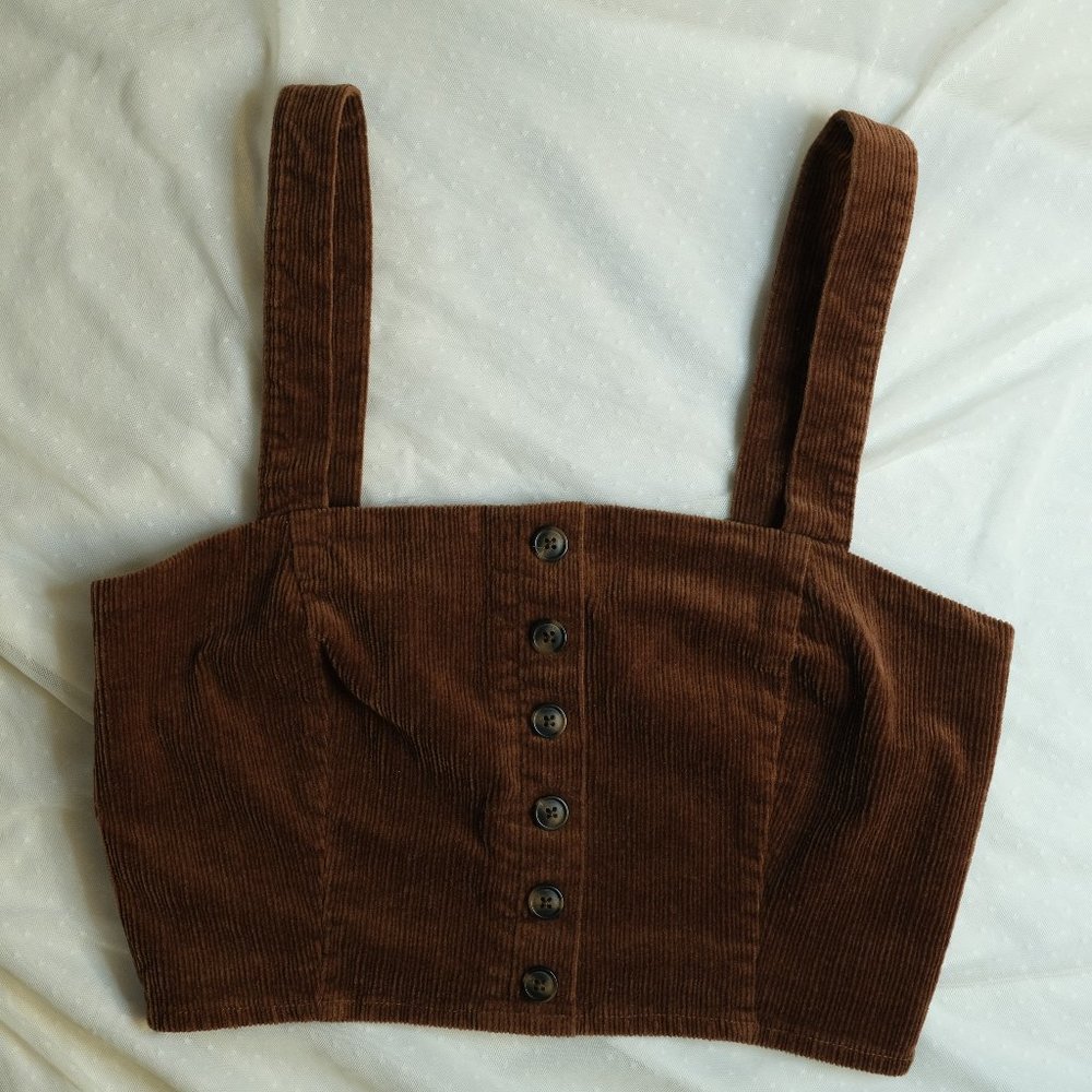 Forever 21 Corduroy Crop Top - Chocolate Brown